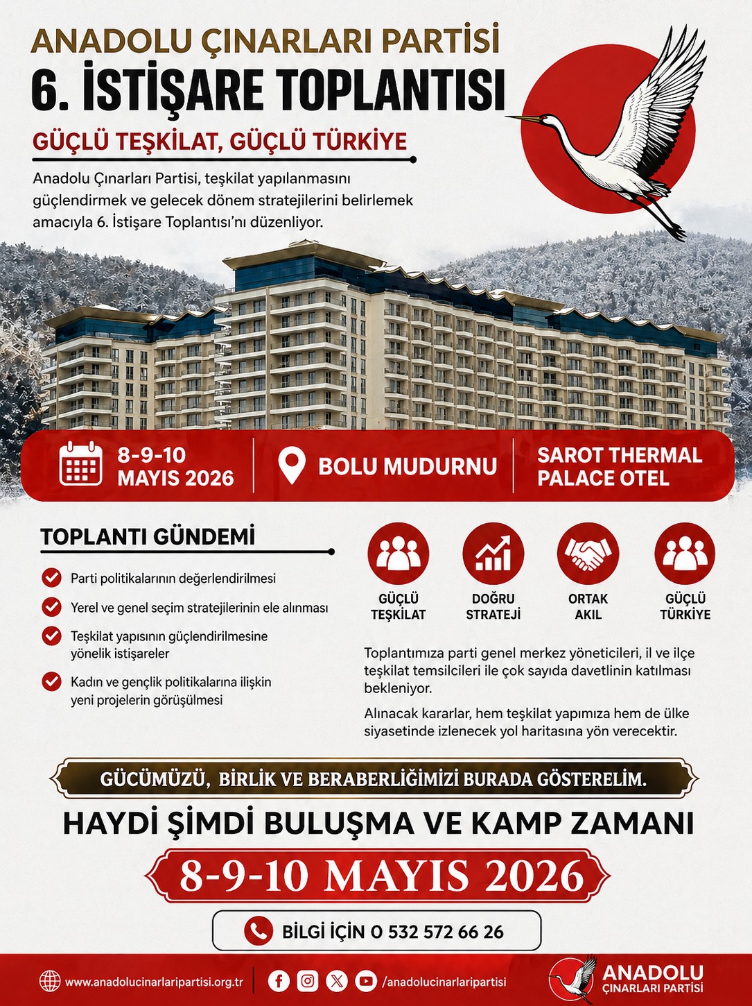 Anadolu Çınarları Partisi 6. İstişare Toplantısı Bolu Mudurnu’da Gerçekleşecek
