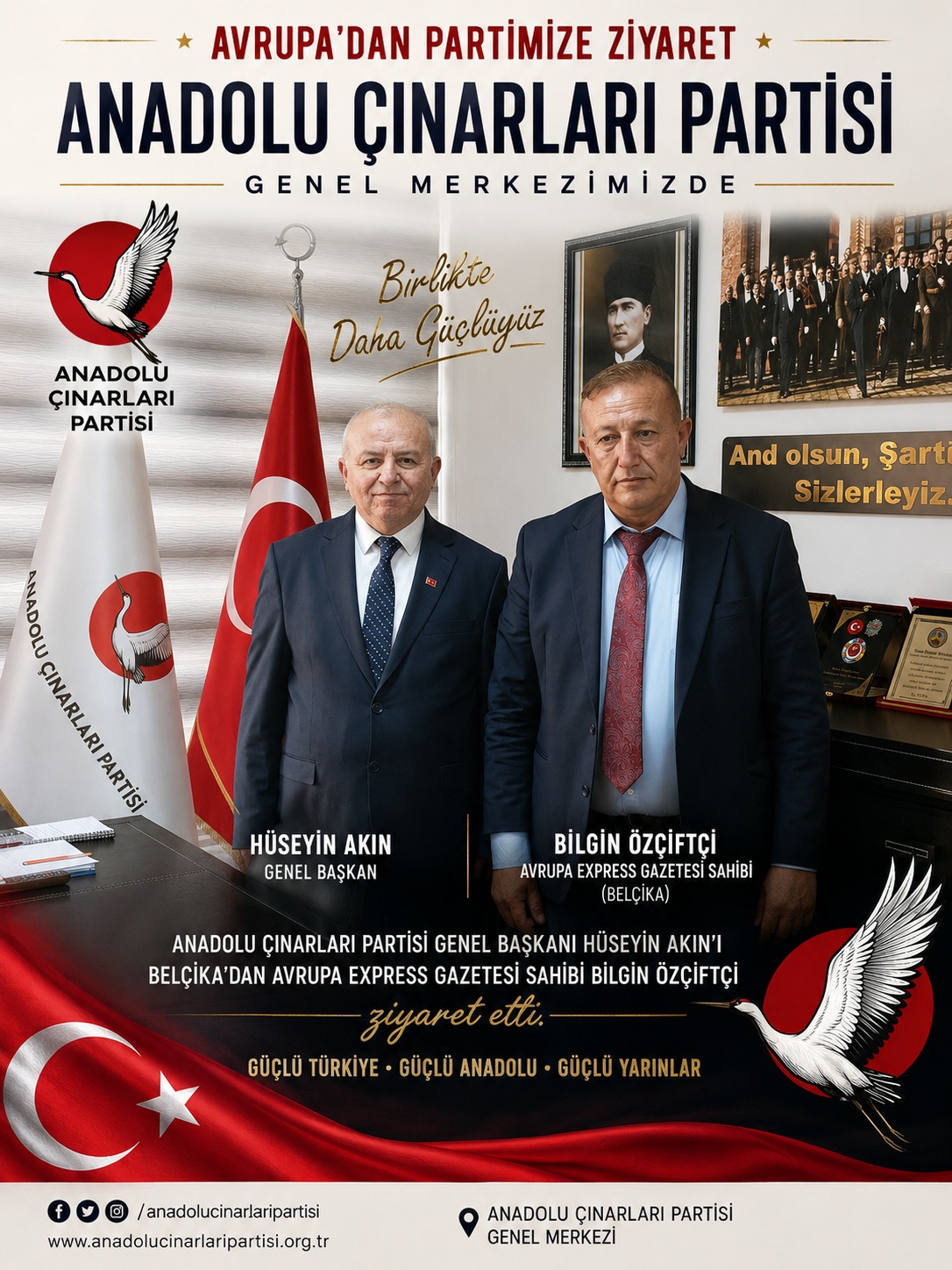 Anadolu Çınarları Partisi’ne Belçika’dan Anlamlı Ziyaret