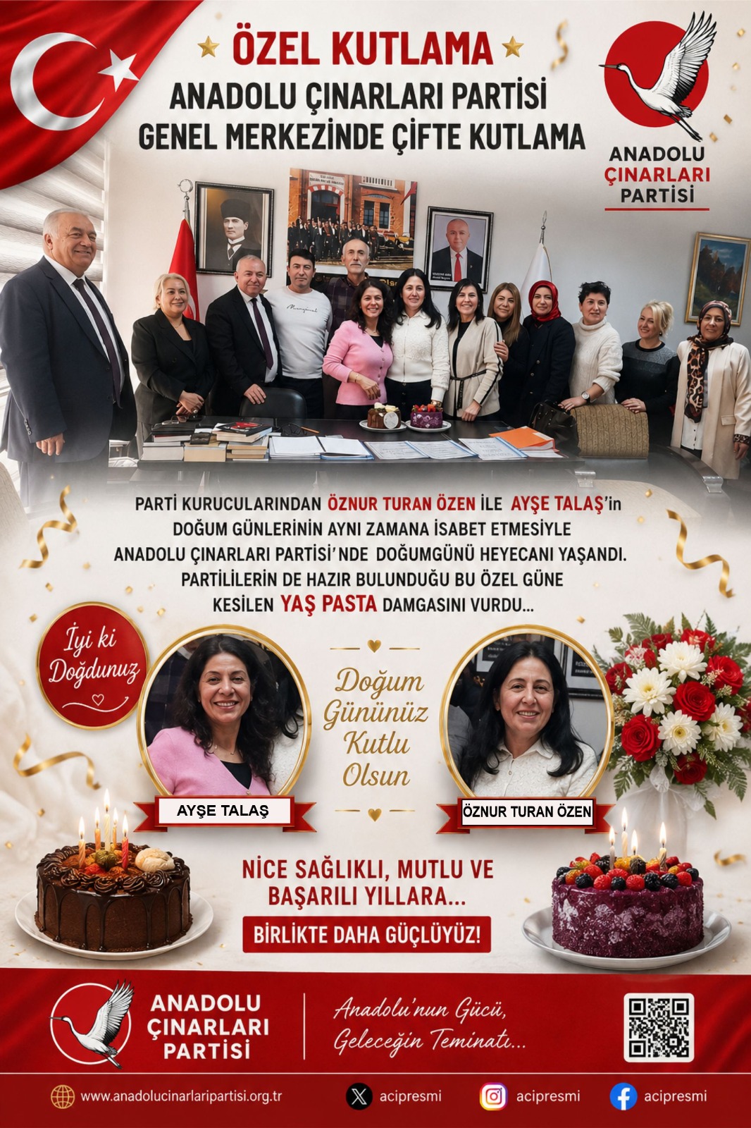 Anadolu Çınarları Partisi Genel Merkezinde Çifte Doğum Günü Kutlaması