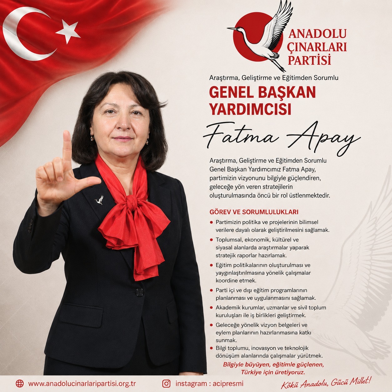 Anadolu Çınarları Partisi’nde Fatma Apa’ya Önemli Görev 