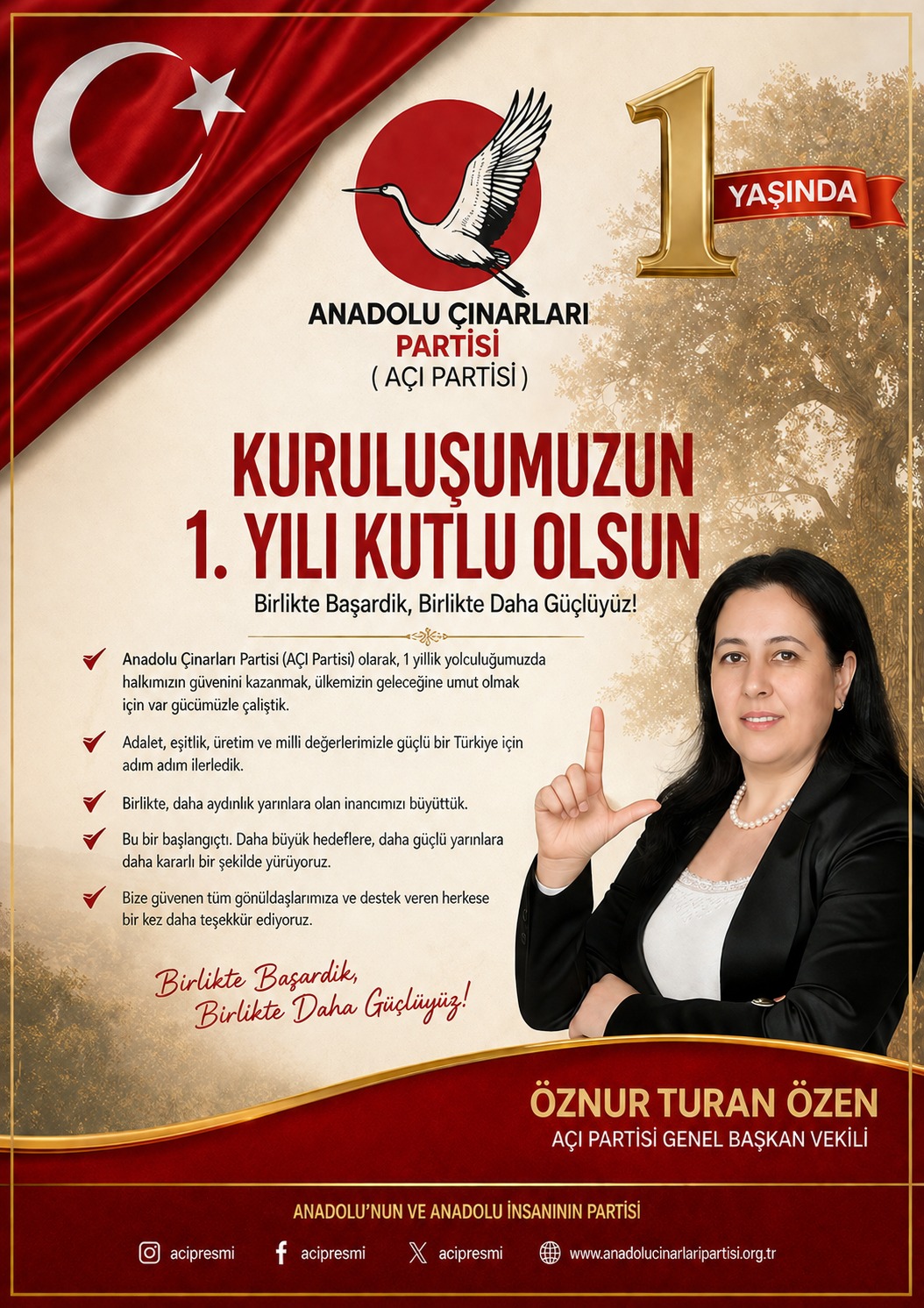 Anadolu Çınarları Partisi Kuruluşunun 1. Yılını Kutladı