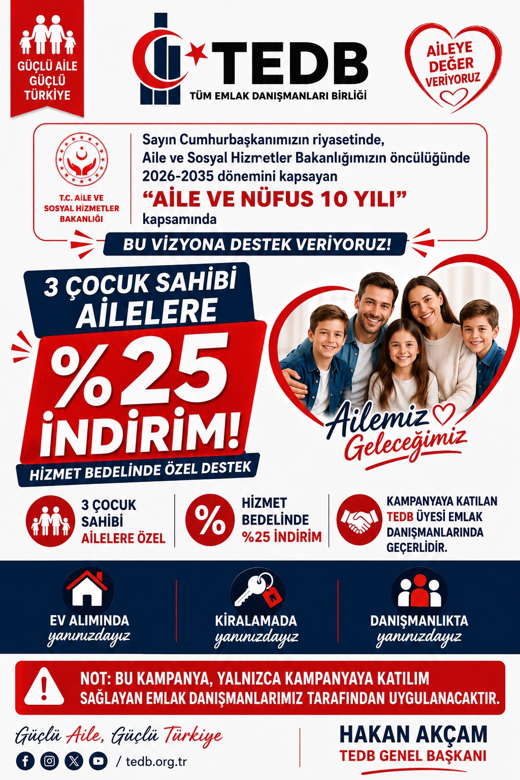 TEDB'den Aile ve Nüfus 10 Yılı'na Destek: 3 Çocuklu Ailelere %25 İndirim, Yeni Evlenenlere 10 Yıl Hizmet Bedeli Yok