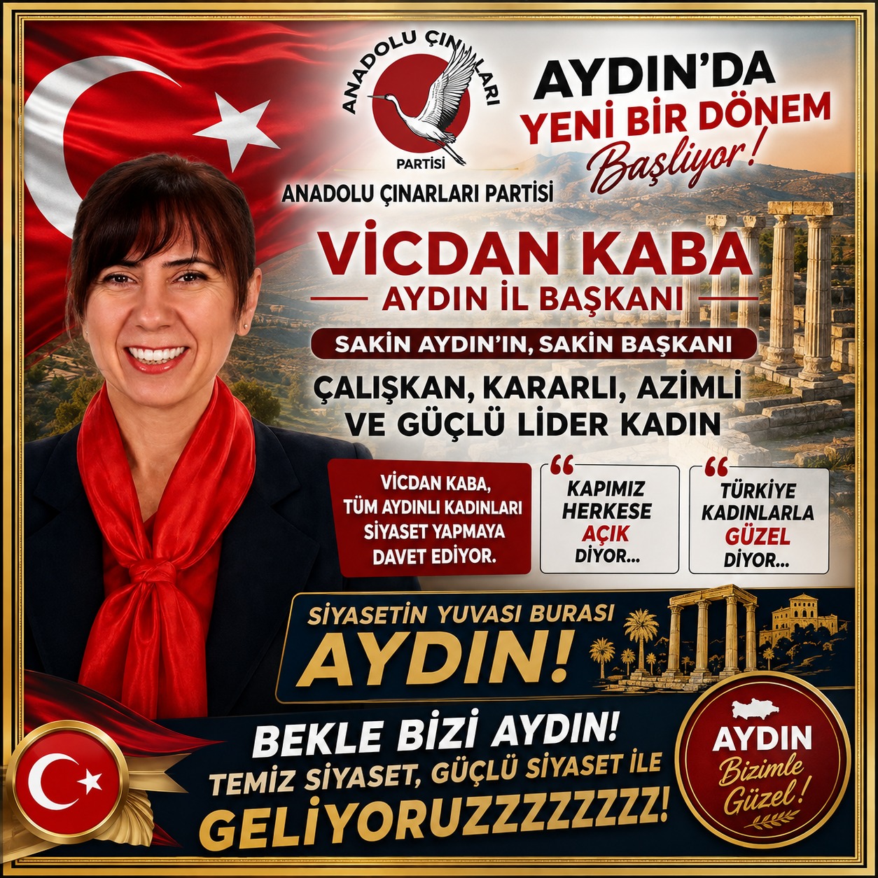 Vicdan Kaba, Anadolu Çınarları Partisi Aydın İl Başkanı oldu
